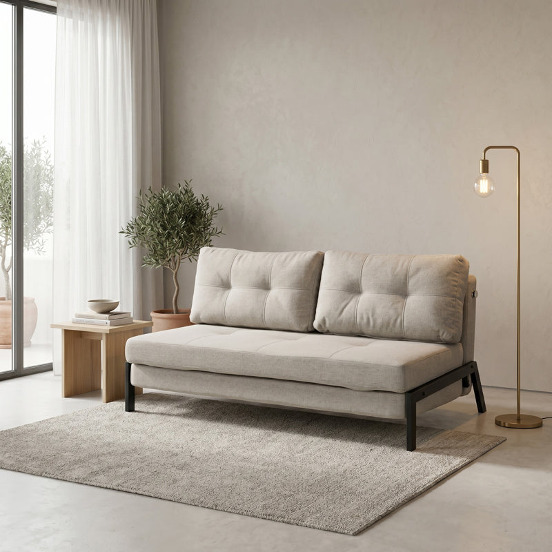 Bej | SKU: 024-000061 | Canapea extensibila Fancy, Stofa, Bej, 150x98x70 cm, varianta Bej, produs pentru amenajarea locuinței, disponibil online în România la CasaMob