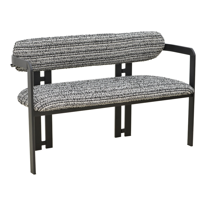 Canapea 2 locuri Berdona, Stofă, Negru-Alb, 120x47x78 cm