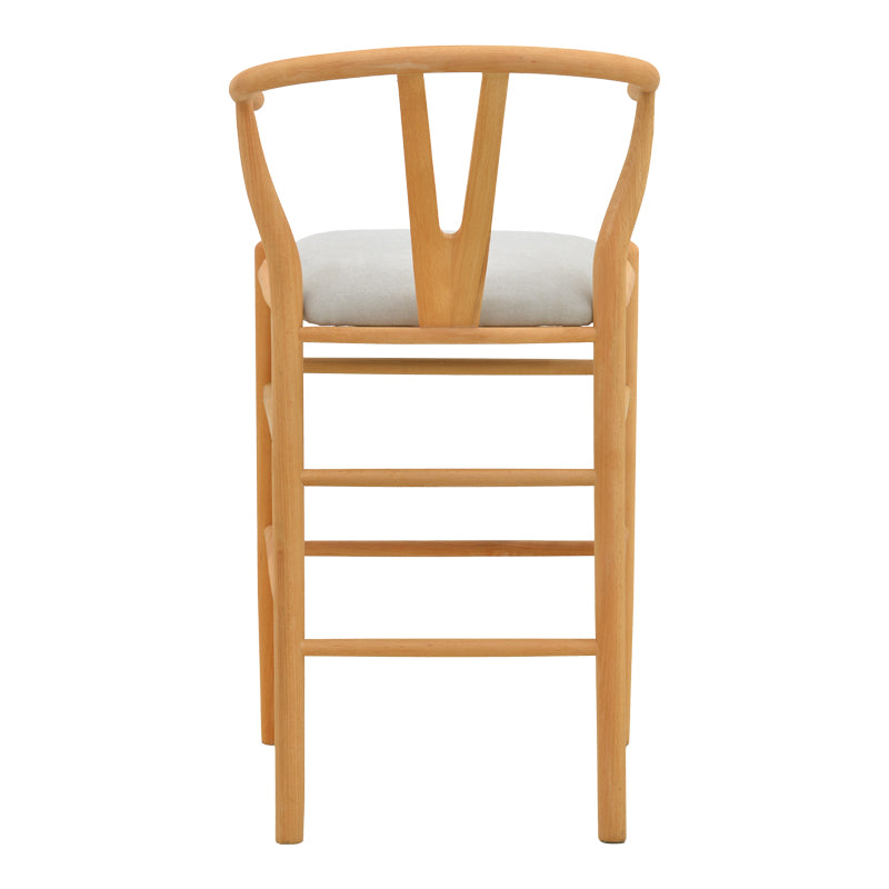 Scaun de bar Wishbone, Lemn de arbore de cauciuc și stofă, Diverse culori, 51x60x95 cm - Natural-Gri | SKU: 029-000464 | Scaun de bar Wishbone, Lemn de arbore de cauciuc și stofă, 51x60x95 cm, varianta Natural-Gri, produs pentru amenajarea locuinței, disponibil online în România la CasaMob