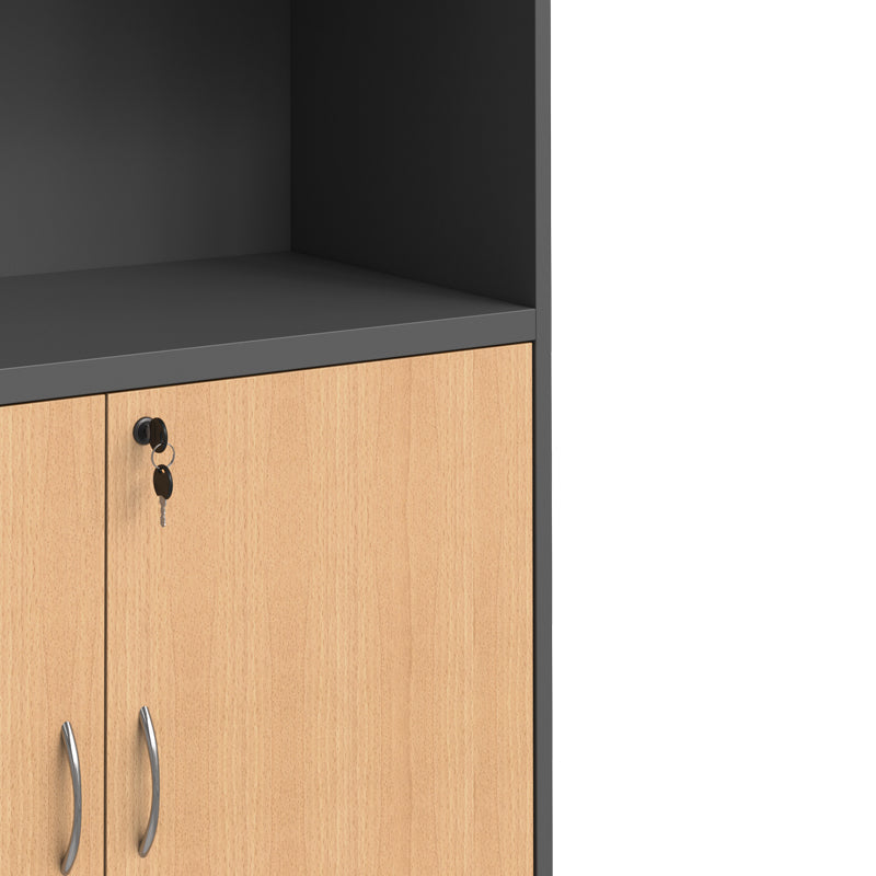 Bibliotecă Fesialo, Diverse culori, 80x40x180 cm - Natural-Antracit | SKU: 030-000035 | Bibliotecă Fesialo, 80x40x180 cm, varianta Natural-Antracit, produs pentru amenajarea locuinței, disponibil online în România la CasaMob