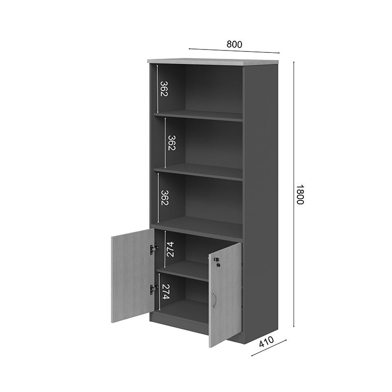 Bibliotecă Fesialo, Diverse culori, 80x40x180 cm - Natural-Antracit | SKU: 030-000035 | Bibliotecă Fesialo, 80x40x180 cm, varianta Natural-Antracit, produs pentru amenajarea locuinței, disponibil online în România la CasaMob