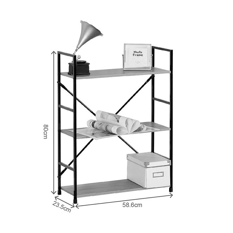 Bibliotecă Manlo, Metal, Negru, 59x24x80 cm