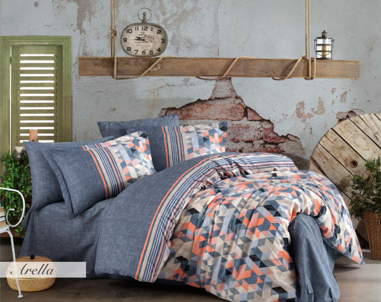 Set lenjerie de pat dublă Arella, Diverse culori, 240x260 cm - Portocaliu - Albastru închis - Galben | SKU: 113HBY2865 | Set lenjerie de pat dublă Arella, 240x260 cm, varianta Portocaliu - Albastru închis - Galben, produs pentru amenajarea locuinței, disponibil online în România la CasaMob