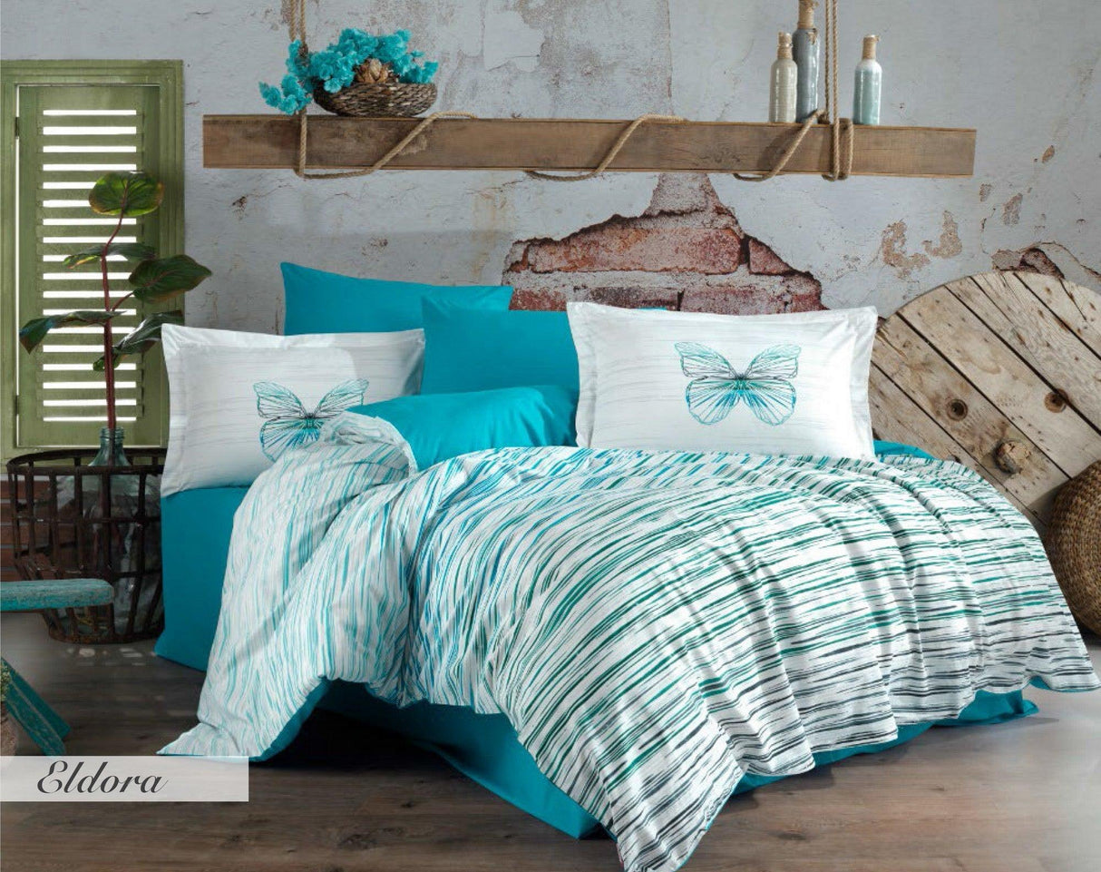 Set lenjerie de pat dublă Eldora, Diverse culori, 240x260 cm - Alb - Turcoaz - Gri | SKU: 113HBY2875 | Set lenjerie de pat dublă Eldora, 240x260 cm, varianta Alb - Turcoaz - Gri, produs pentru amenajarea locuinței, disponibil online în România la CasaMob