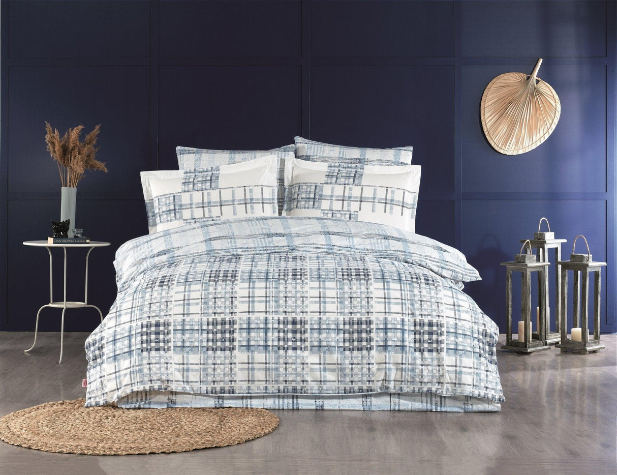 Set lenjerie de pat dublă Escale, Diverse culori, 240x260 cm - Albastru - Crem | SKU: 113HBY2898 | Set lenjerie de pat dublă Escale, 240x260 cm, varianta Albastru - Crem, produs pentru amenajarea locuinței, disponibil online în România la CasaMob