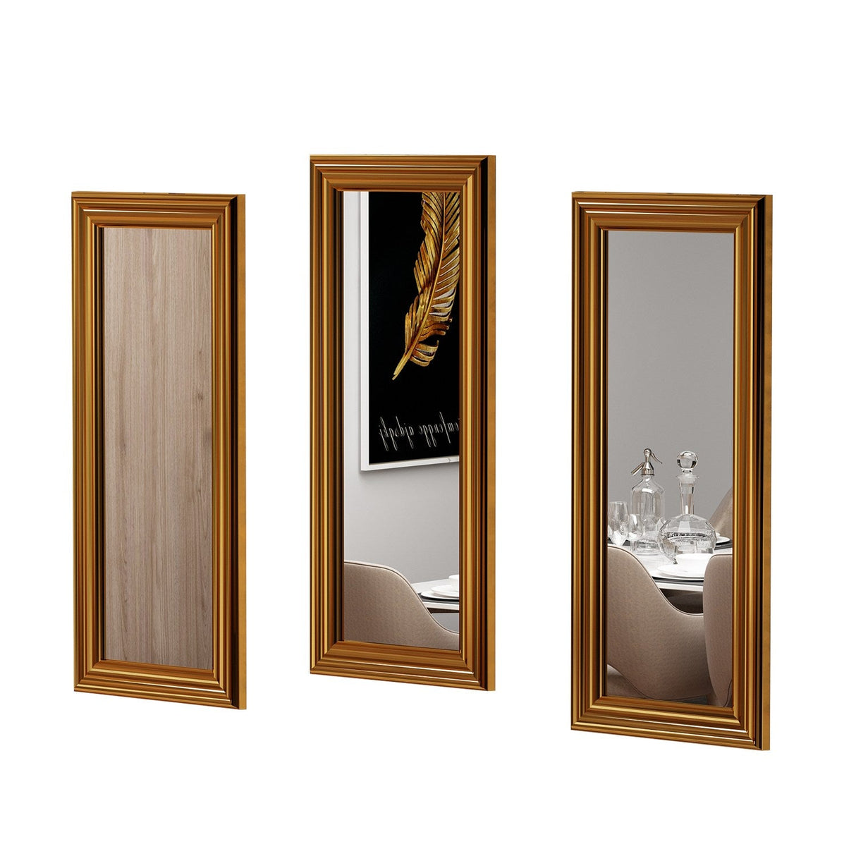 Oglindă decorativă 3 bucăți Lavia, Diverse culori, 30x3x70 cm - Auriu | SKU: 116SAM1106 | Oglindă decorativă 3 bucăți Lavia, 30x3x70 cm, varianta Auriu, produs pentru amenajarea locuinței, disponibil online în România la CasaMob