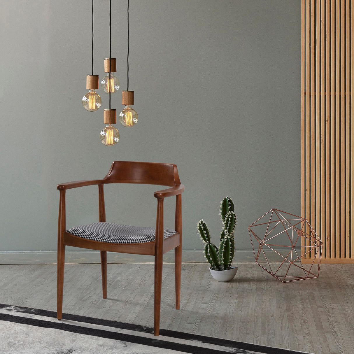 Scaun Albero43, Nuc - Negru - Alb, 62x80x44 cm
