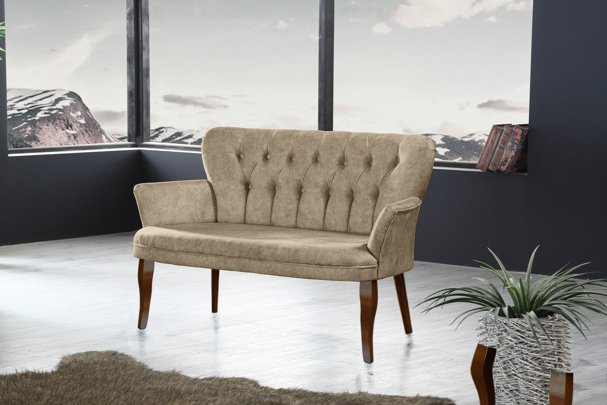 Canapea fixă 2 locuri Paris lemn nuc, Diverse culori, 130x46x82 cm - Maro deschis | SKU: 118BRN1213 | Canapea fixă 2 locuri Paris lemn nuc, 130x46x82 cm, varianta Maro deschis, produs pentru amenajarea locuinței, disponibil online în România la CasaMob