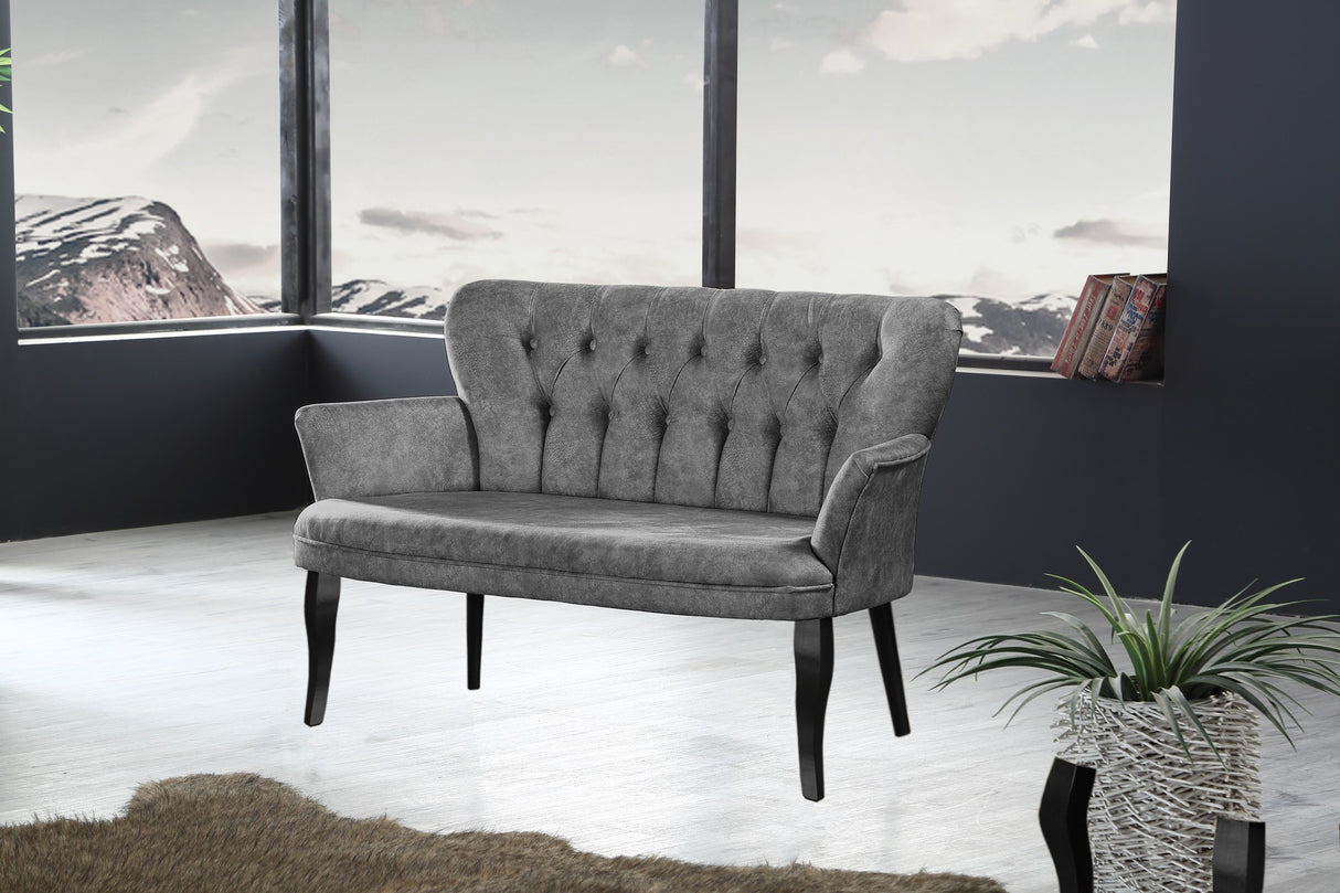 Canapea fixă 2 locuri Paris lemn negru, Diverse culori, 130x46x82 cm - Gri | SKU: 118BRN1219 | Canapea fixă 2 locuri Paris lemn negru, 130x46x82 cm, varianta Gri, produs pentru amenajarea locuinței, disponibil online în România la CasaMob