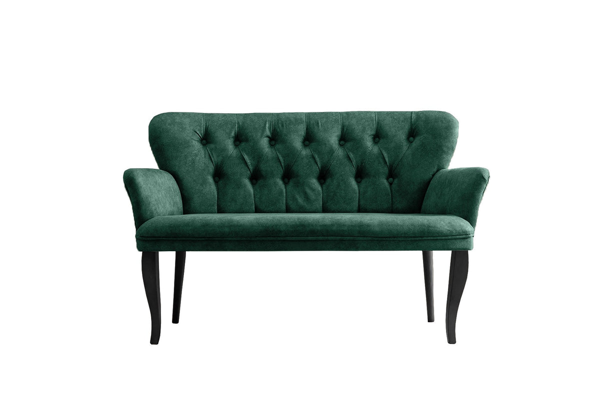 Canapea fixă 2 locuri Paris lemn negru, Diverse culori, 130x46x82 cm - Verde marin | SKU: 118BRN1223 | Canapea fixă 2 locuri Paris lemn negru, 130x46x82 cm, varianta Verde marin, produs pentru amenajarea locuinței, disponibil online în România la CasaMob