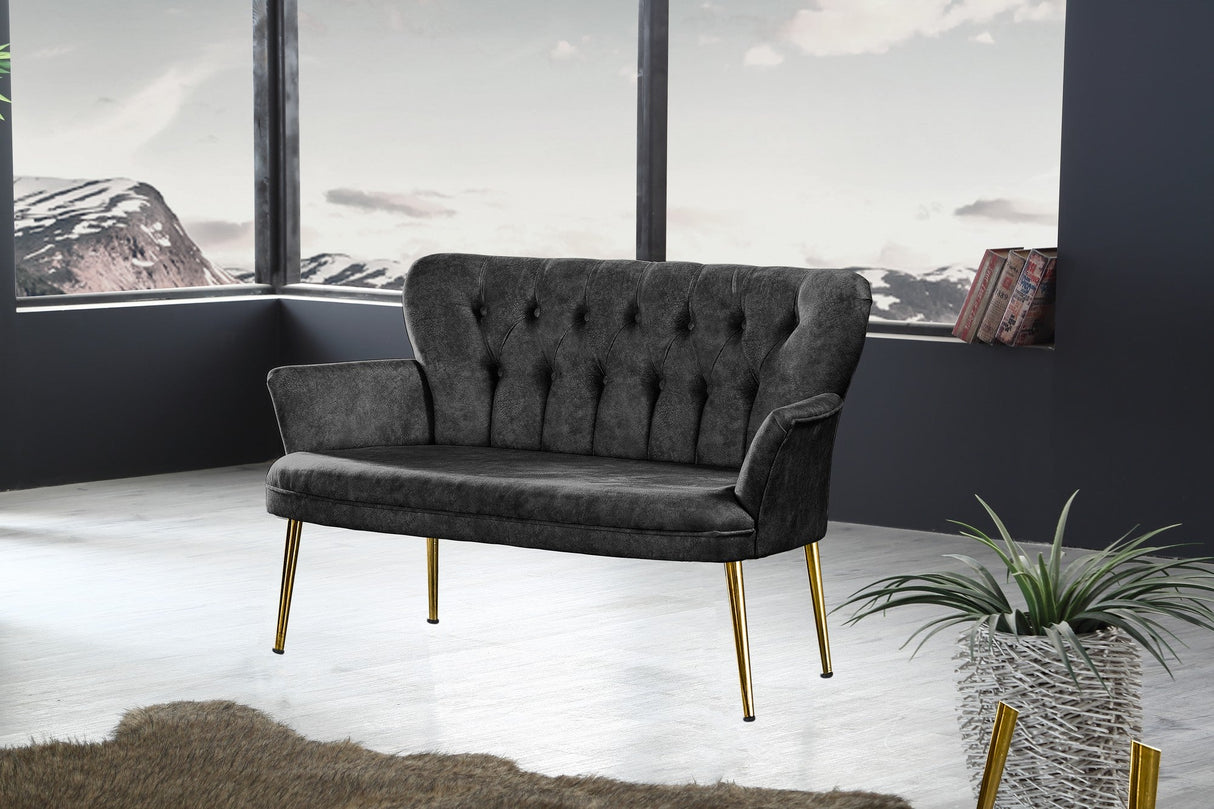 Canapea fixă 2 locuri Paris metal auriu, Diverse culori, 130x46x82 cm - Fumuriu | SKU: 118BRN1232 | Canapea fixă 2 locuri Paris metal auriu, 130x46x82 cm, varianta Fumuriu, produs pentru amenajarea locuinței, disponibil online în România la CasaMob