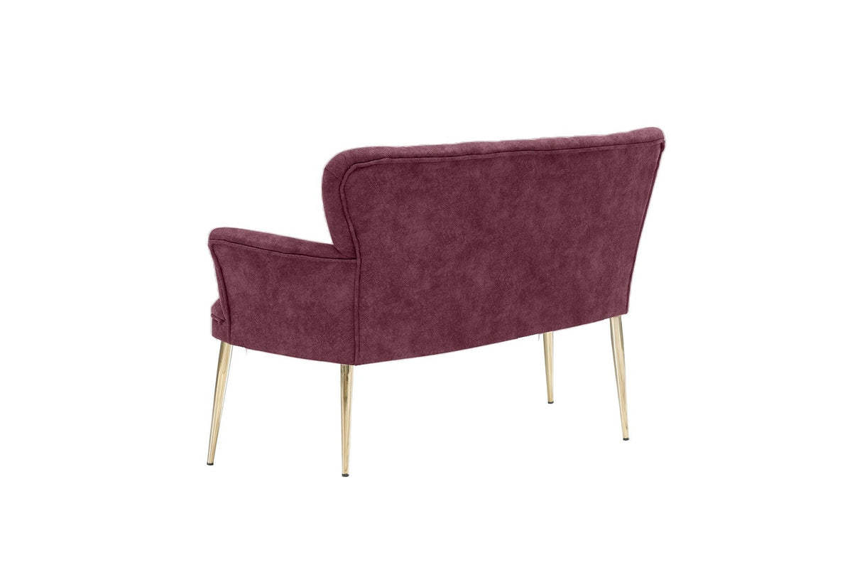 Canapea fixă 2 locuri Paris metal auriu, Diverse culori, 130x46x82 cm - Roz pudrat | SKU: 118BRN1241 | Canapea fixă 2 locuri Paris metal auriu, 130x46x82 cm, varianta Roz pudrat, produs pentru amenajarea locuinței, disponibil online în România la CasaMob