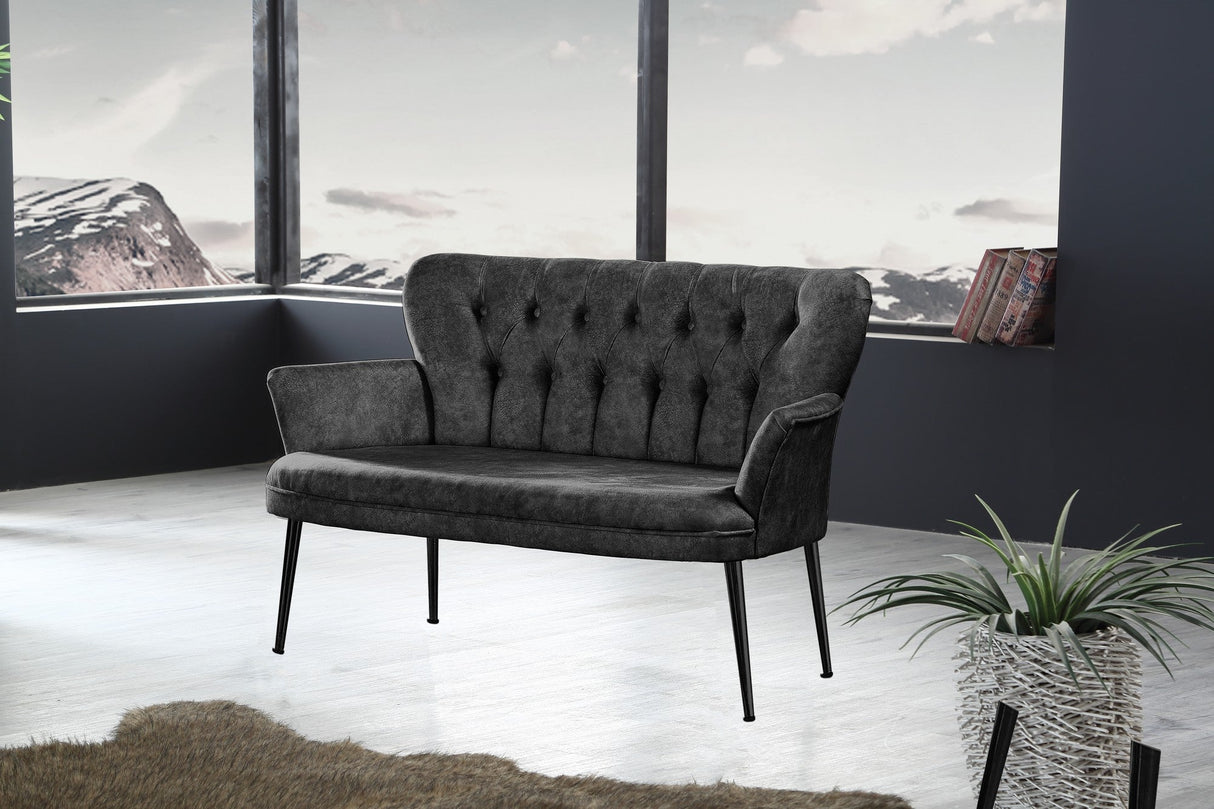 Canapea fixă 2 locuri Paris metal negru, Diverse culori, 130x46x82 cm - Fumuriu | SKU: 118BRN1244 | Canapea fixă 2 locuri Paris metal negru, 130x46x82 cm, varianta Fumuriu, produs pentru amenajarea locuinței, disponibil online în România la CasaMob