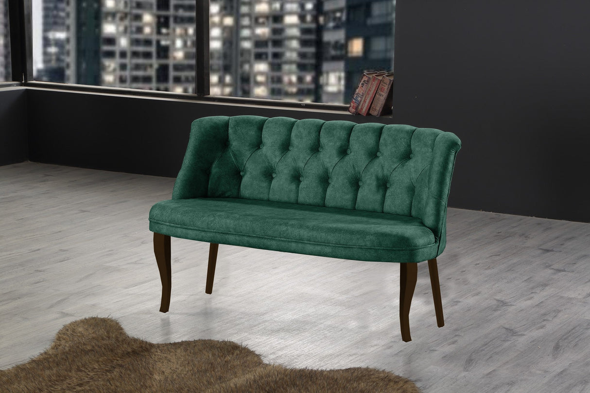 Canapea fixă 2 locuri Roma lemn nuc, Diverse culori, 118x48x80 cm - Verde marin | SKU: 118BRN1355 | Canapea fixă 2 locuri Roma lemn nuc, 118x48x80 cm, varianta Verde marin, produs pentru amenajarea locuinței, disponibil online în România la CasaMob
