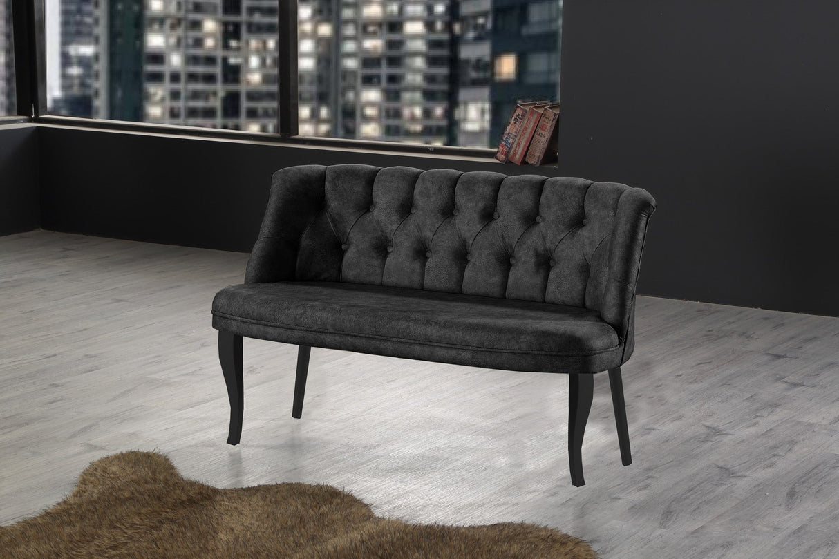 Canapea fixă 2 locuri Roma lemn negru, Diverse culori, 118x48x80 cm - Fumuriu | SKU: 118BRN1364 | Canapea fixă 2 locuri Roma lemn negru, 118x48x80 cm, varianta Fumuriu, produs pentru amenajarea locuinței, disponibil online în România la CasaMob