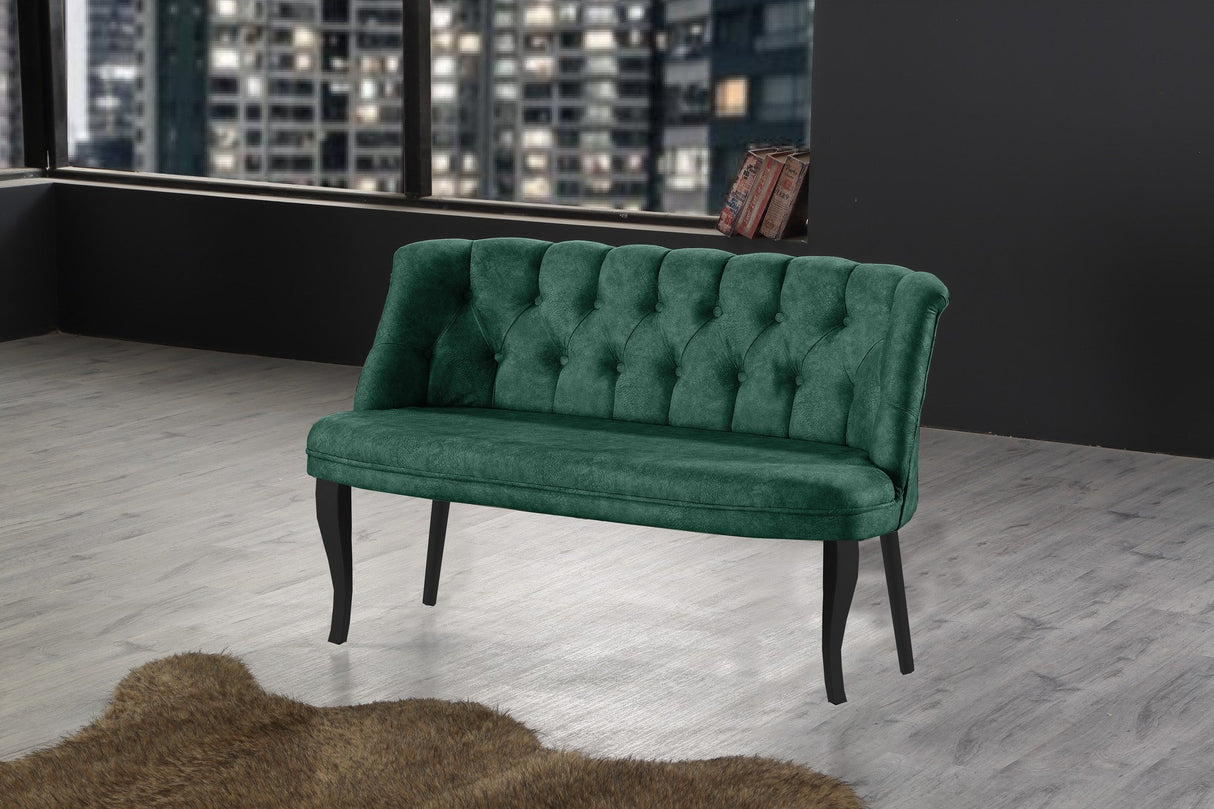 Canapea fixă 2 locuri Roma lemn negru, Diverse culori, 118x48x80 cm - Verde marin | SKU: 118BRN1367 | Canapea fixă 2 locuri Roma lemn negru, 118x48x80 cm, varianta Verde marin, produs pentru amenajarea locuinței, disponibil online în România la CasaMob