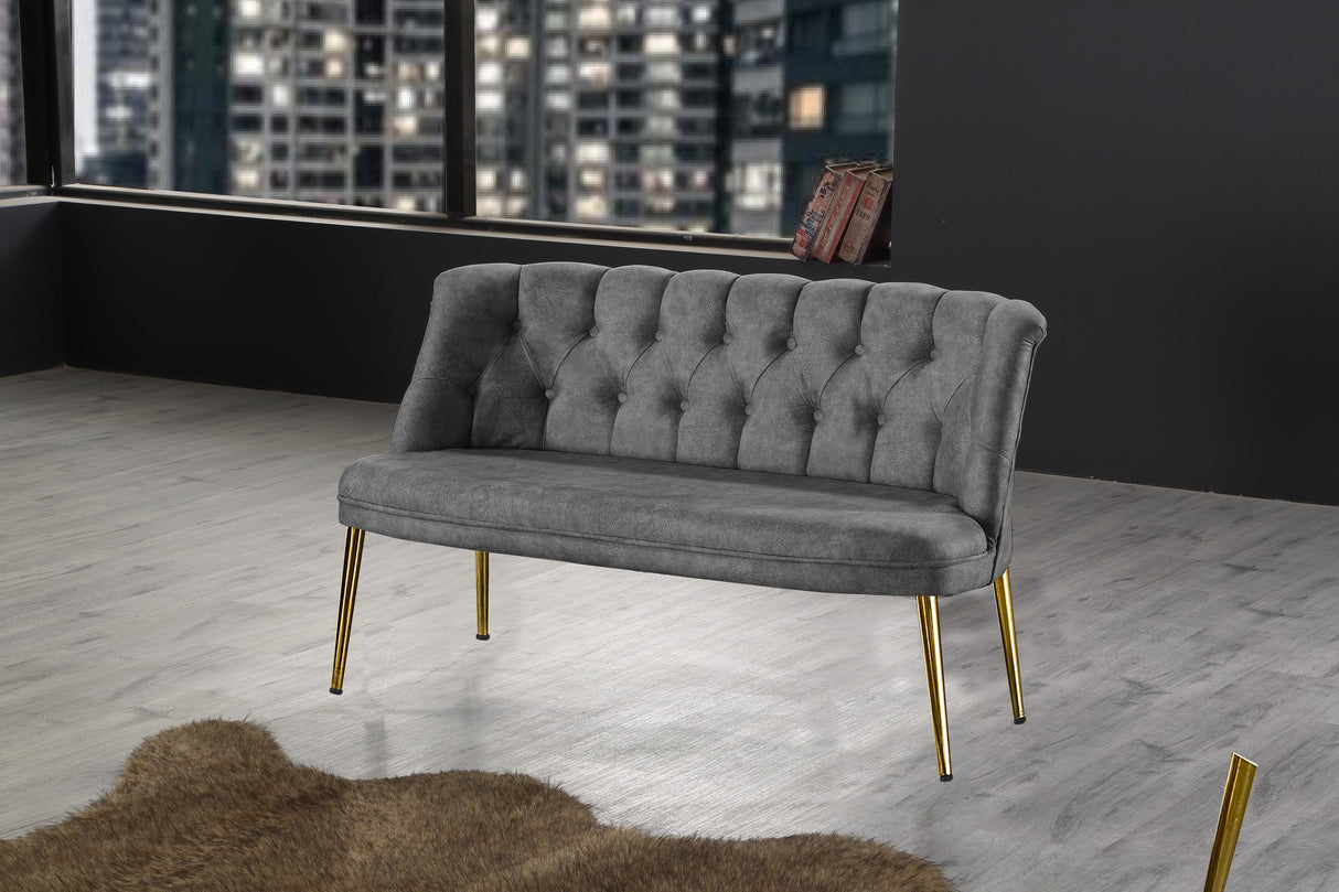 Canapea fixă 2 locuri Roma metal auriu, Diverse culori, 118x48x80 cm - Gri | SKU: 118BRN1375 | Canapea fixă 2 locuri Roma metal auriu, 118x48x80 cm, varianta Gri, produs pentru amenajarea locuinței, disponibil online în România la CasaMob