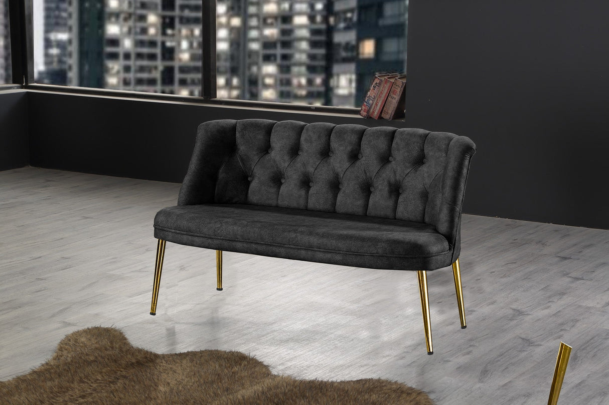 Canapea fixă 2 locuri Roma metal auriu, Diverse culori, 118x48x80 cm - Fumuriu | SKU: 118BRN1376 | Canapea fixă 2 locuri Roma metal auriu, 118x48x80 cm, varianta Fumuriu, produs pentru amenajarea locuinței, disponibil online în România la CasaMob