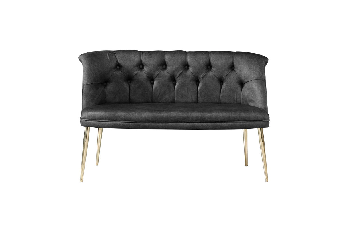 Canapea fixă 2 locuri Roma metal auriu, Diverse culori, 118x48x80 cm - Fumuriu | SKU: 118BRN1376 | Canapea fixă 2 locuri Roma metal auriu, 118x48x80 cm, varianta Fumuriu, produs pentru amenajarea locuinței, disponibil online în România la CasaMob