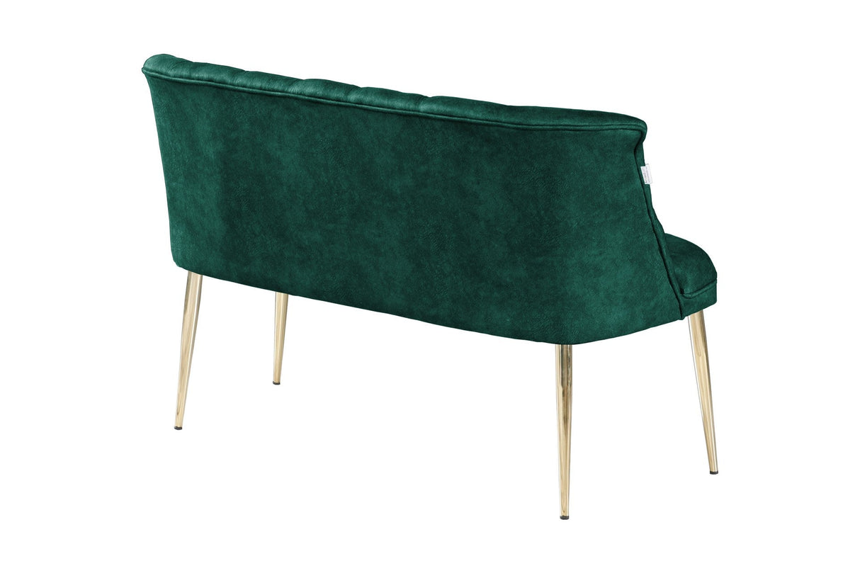 Canapea fixă 2 locuri Roma metal auriu, Diverse culori, 118x48x80 cm - Verde marin | SKU: 118BRN1379 | Canapea fixă 2 locuri Roma metal auriu, 118x48x80 cm, varianta Verde marin, produs pentru amenajarea locuinței, disponibil online în România la CasaMob