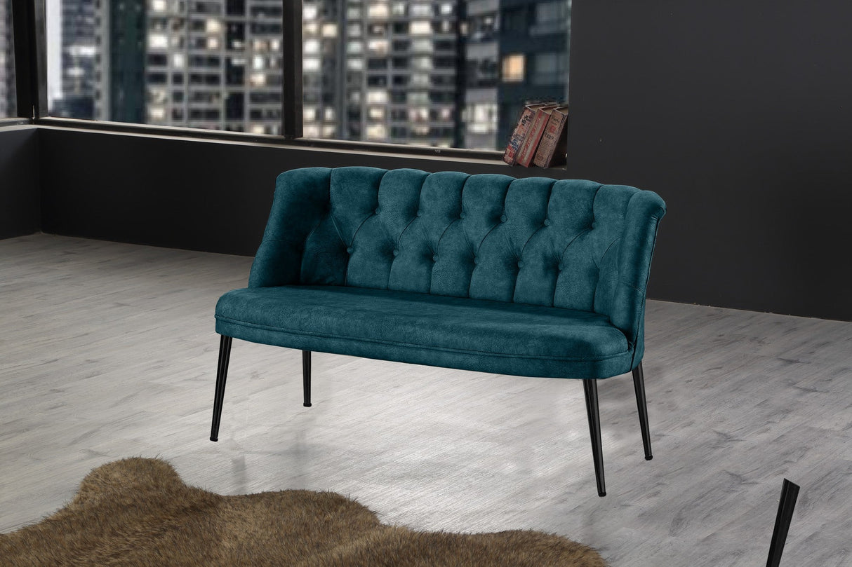 Canapea fixă 2 locuri Roma metal negru, Diverse culori, 118x48x80 cm - Albastru petrol | SKU: 118BRN1392 | Canapea fixă 2 locuri Roma metal negru, 118x48x80 cm, varianta Albastru petrol, produs pentru amenajarea locuinței, disponibil online în România la CasaMob