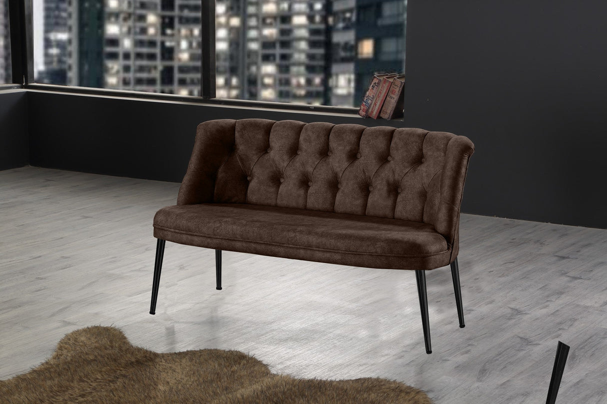Canapea fixă 2 locuri Roma metal negru, Diverse culori, 118x48x80 cm - Maro | SKU: 118BRN1396 | Canapea fixă 2 locuri Roma metal negru, 118x48x80 cm, varianta Maro, produs pentru amenajarea locuinței, disponibil online în România la CasaMob