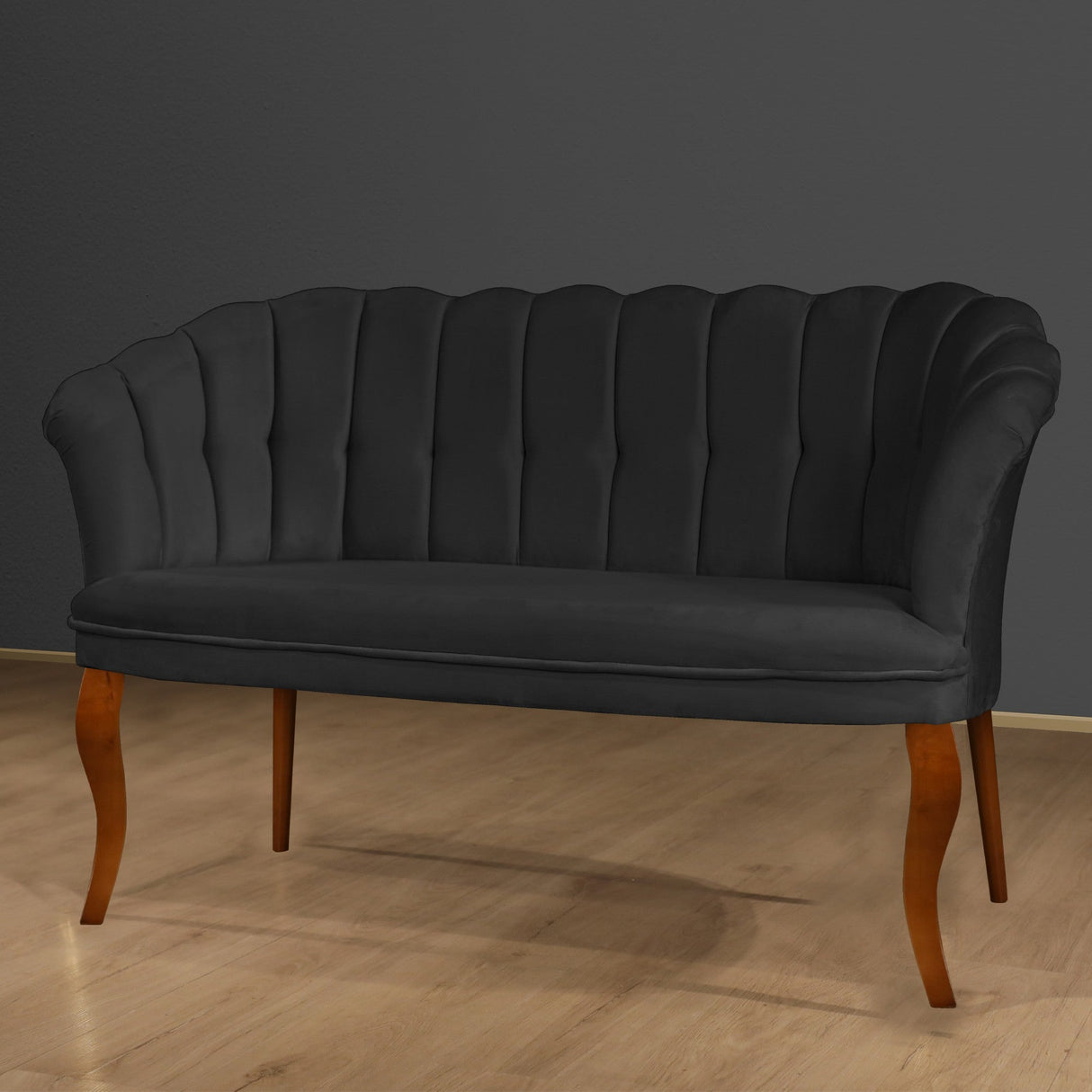 Canapea fixă 2 locuri Daisy lemn nuc, Diverse culori, 103x44x51 cm - Fumuriu | SKU: 118BRN1480 | Canapea fixă 2 locuri Daisy lemn nuc, 103x44x51 cm, varianta Fumuriu, produs pentru amenajarea locuinței, disponibil online în România la CasaMob
