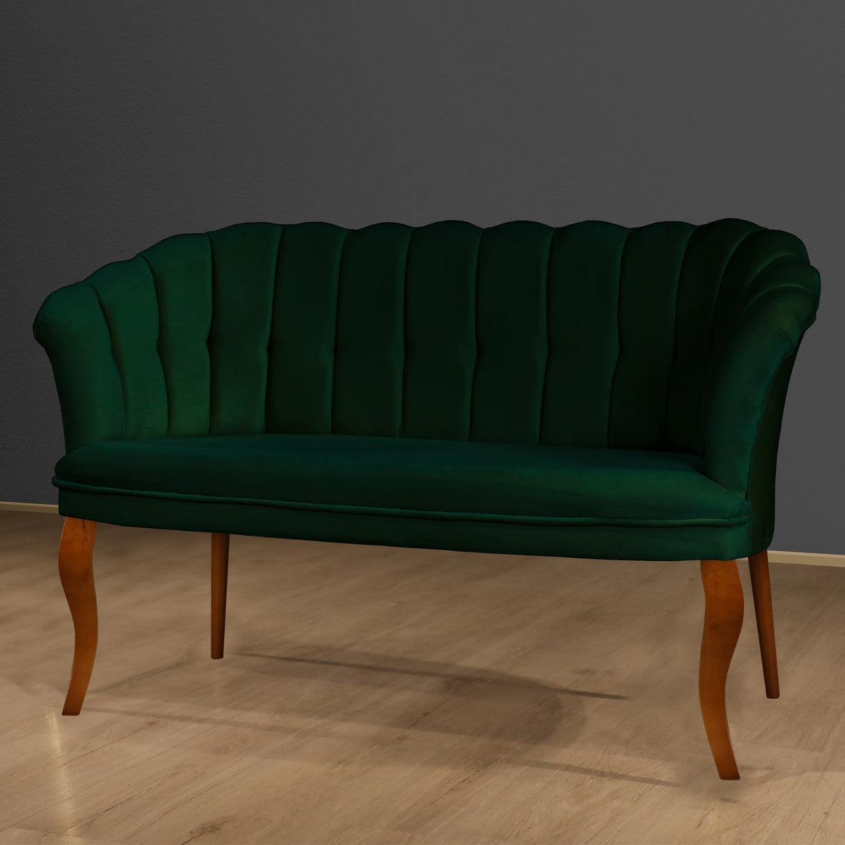 Canapea fixă 2 locuri Daisy lemn nuc, Diverse culori, 103x44x51 cm - Verde | SKU: 118BRN1482 | Canapea fixă 2 locuri Daisy lemn nuc, 103x44x51 cm, varianta Verde, produs pentru amenajarea locuinței, disponibil online în România la CasaMob