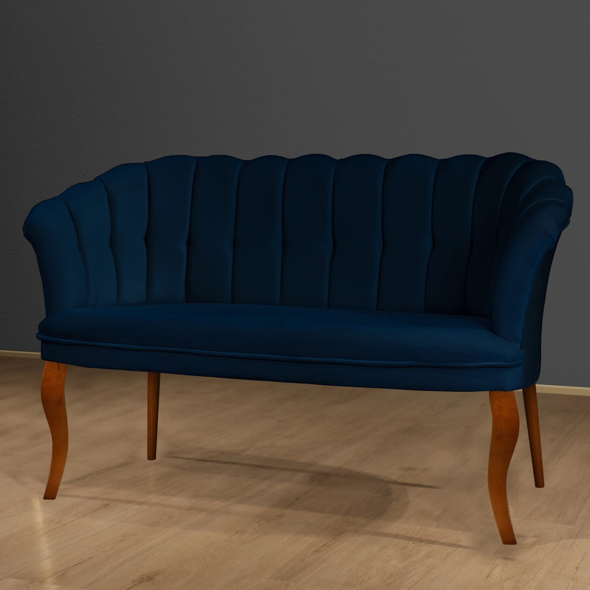 Canapea fixă 2 locuri Daisy lemn nuc, Diverse culori, 103x44x51 cm - Albastru închis | SKU: 118BRN1485 | Canapea fixă 2 locuri Daisy lemn nuc, 103x44x51 cm, varianta Albastru închis, produs pentru amenajarea locuinței, disponibil online în România la CasaMob