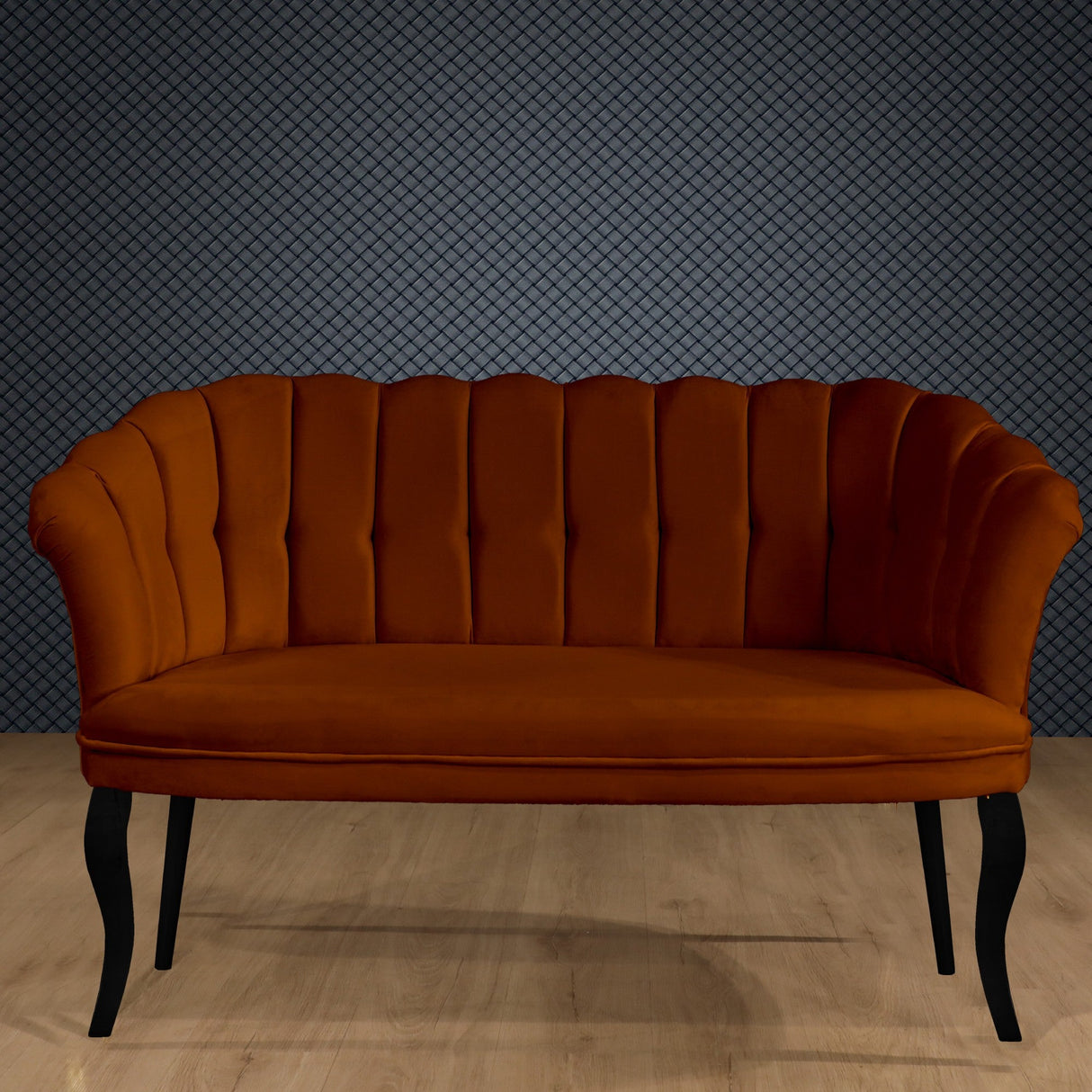 Canapea fixă 2 locuri Daisy lemn negru, Diverse culori, 103x44x51 cm - Roșu cărămiziu | SKU: 118BRN1492 | Canapea fixă 2 locuri Daisy lemn negru, 103x44x51 cm, varianta Roșu cărămiziu, produs pentru amenajarea locuinței, disponibil online în România la CasaMob