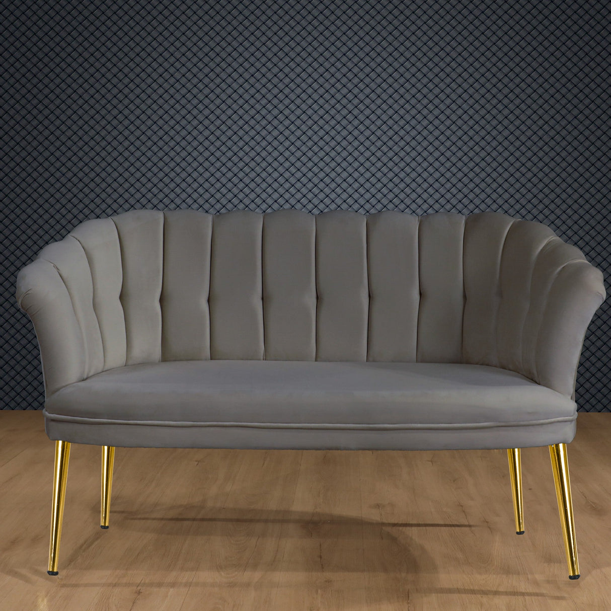 Canapea fixă 2 locuri Daisy metal auriu, Diverse culori, 103x44x51 cm - Gri | SKU: 118BRN1495 | Canapea fixă 2 locuri Daisy metal auriu, 103x44x51 cm, varianta Gri, produs pentru amenajarea locuinței, disponibil online în România la CasaMob