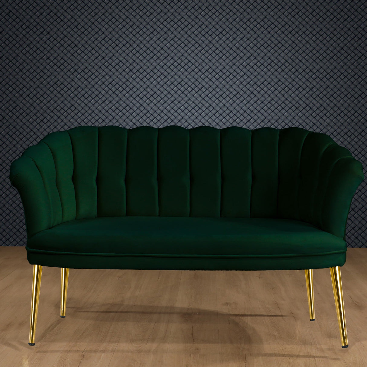 Canapea fixă 2 locuri Daisy metal auriu, Diverse culori, 103x44x51 cm - Verde | SKU: 118BRN1498 | Canapea fixă 2 locuri Daisy metal auriu, 103x44x51 cm, varianta Verde, produs pentru amenajarea locuinței, disponibil online în România la CasaMob