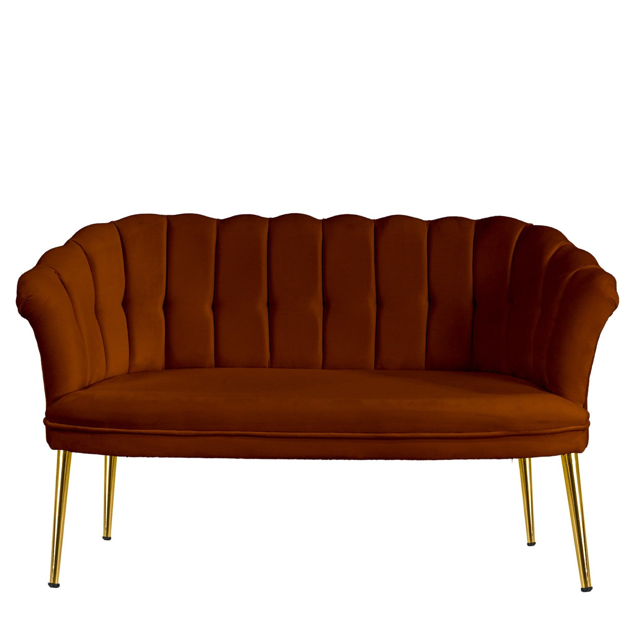 Canapea fixă 2 locuri Daisy metal auriu, Diverse culori, 103x44x51 cm - Roșu cărămiziu | SKU: 118BRN1501 | Canapea fixă 2 locuri Daisy metal auriu, 103x44x51 cm, varianta Roșu cărămiziu, produs pentru amenajarea locuinței, disponibil online în România la CasaMob