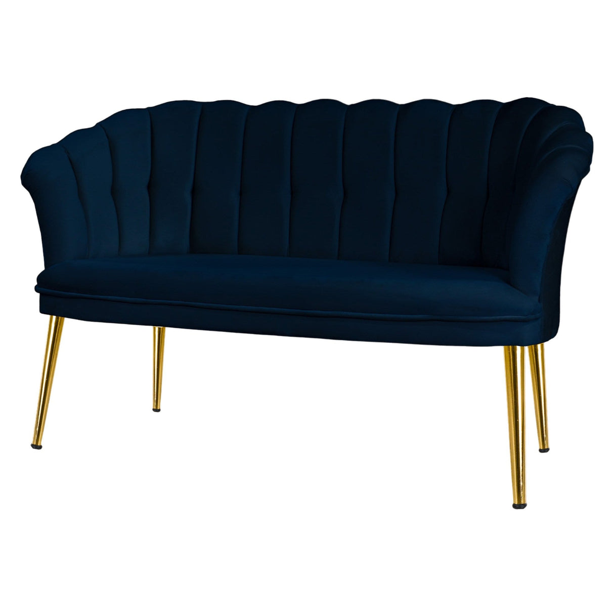 Canapea fixă 2 locuri Daisy metal auriu, Diverse culori, 103x44x51 cm - Albastru închis | SKU: 118BRN1502 | Canapea fixă 2 locuri Daisy metal auriu, 103x44x51 cm, varianta Albastru închis, produs pentru amenajarea locuinței, disponibil online în România la CasaMob