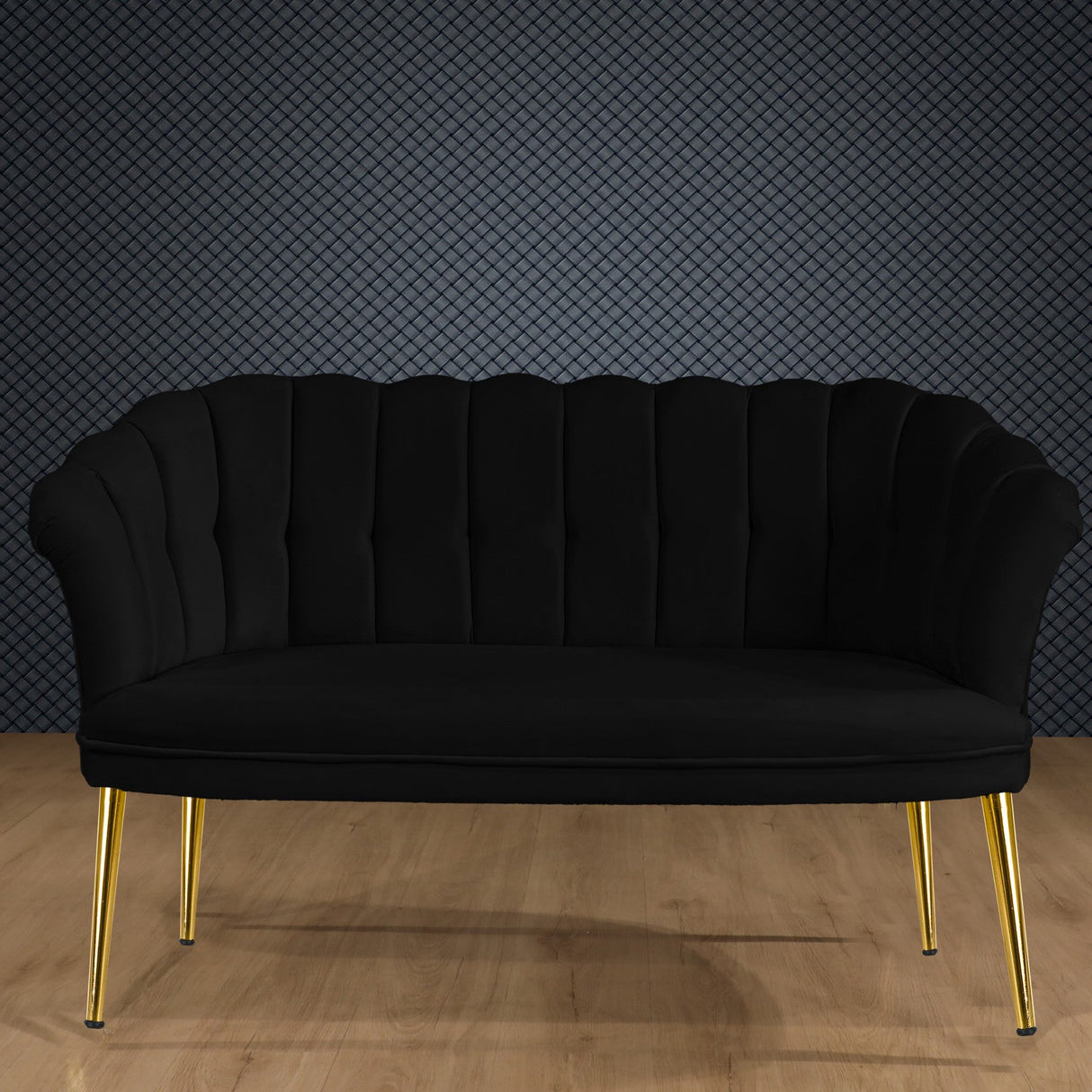 Canapea fixă 2 locuri Daisy metal auriu, Diverse culori, 103x44x51 cm - Negru | SKU: 118BRN1503 | Canapea fixă 2 locuri Daisy metal auriu, 103x44x51 cm, varianta Negru, produs pentru amenajarea locuinței, disponibil online în România la CasaMob