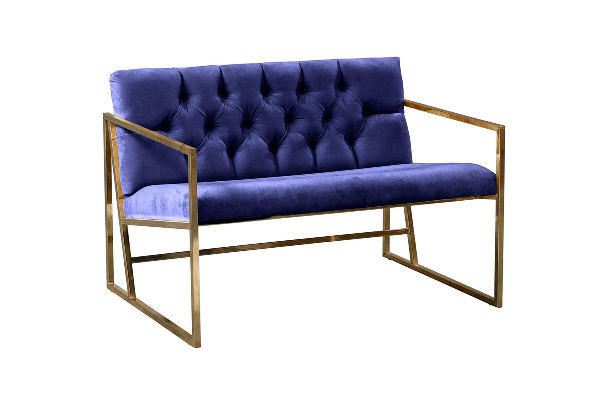 Canapea fixă 2 locuri Oslo auriu, Diverse culori, 109x75x74 cm - Albastru închis | SKU: 118BRN1555 | Canapea fixă 2 locuri Oslo auriu, 109x75x74 cm, varianta Albastru închis, produs pentru amenajarea locuinței, disponibil online în România la CasaMob