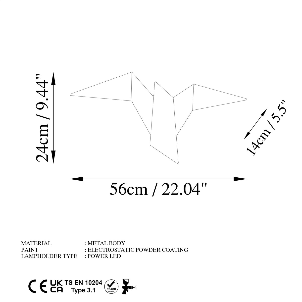 Aplică de perete Pacalı - 13503 - L, Auriu, Ø7x14 cm