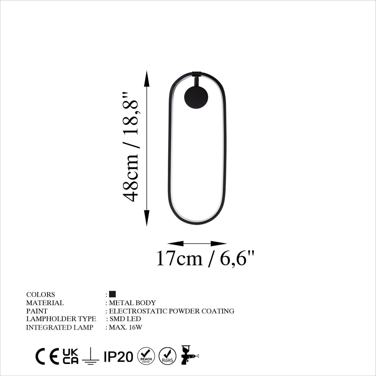 Aplica de perete 13556, Negru - Negru, SKU 119FRS1121