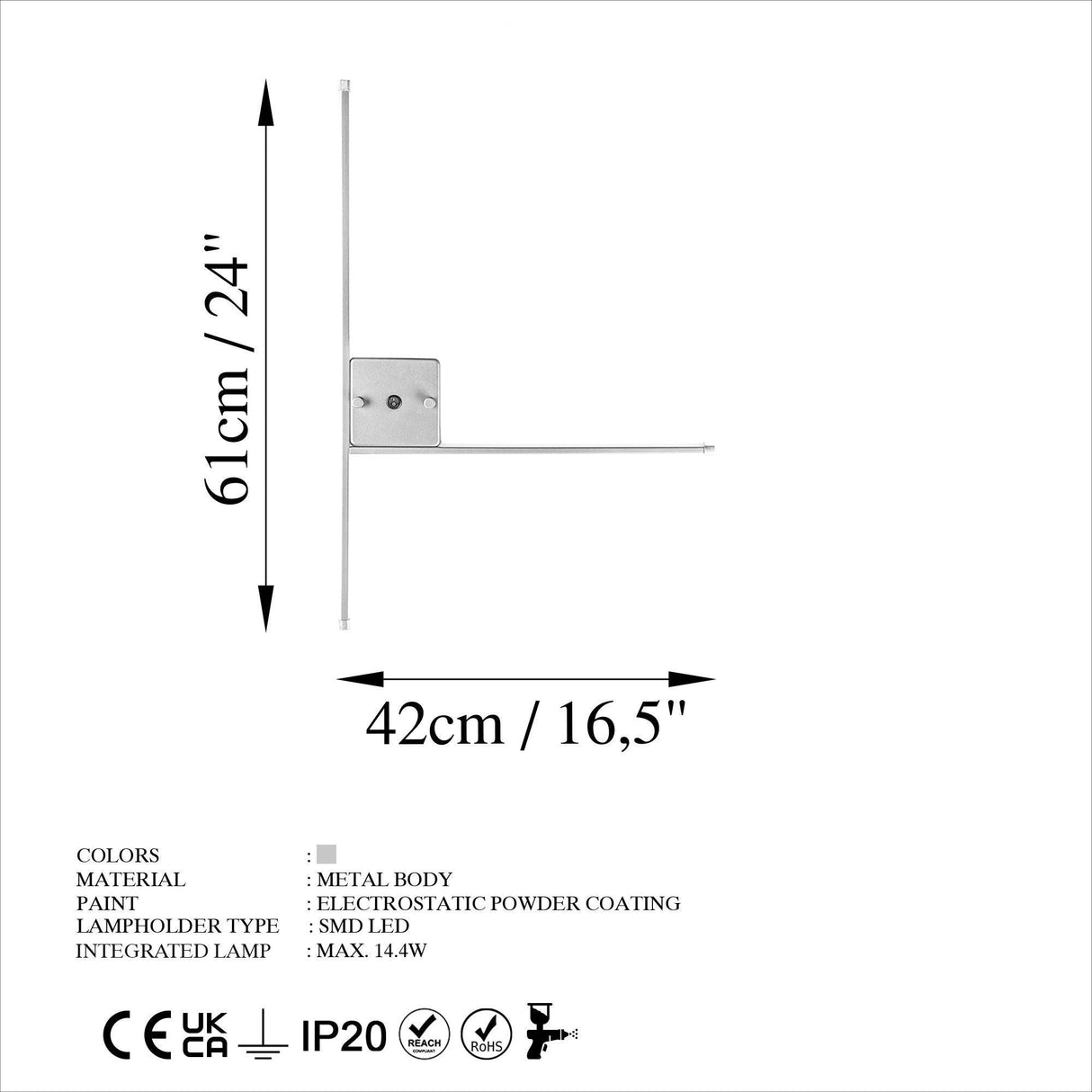Aplica de perete "L" 13615, Negru - Crom, SKU 119FRS1129
