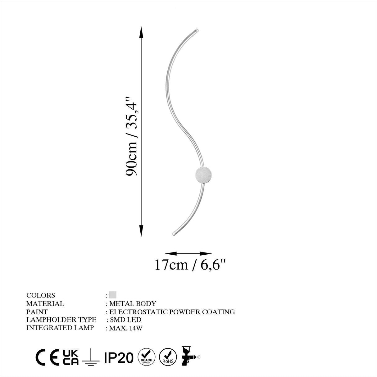 Aplica de perete Wake Up 13601, Negru - Crom, SKU 119FRS1133