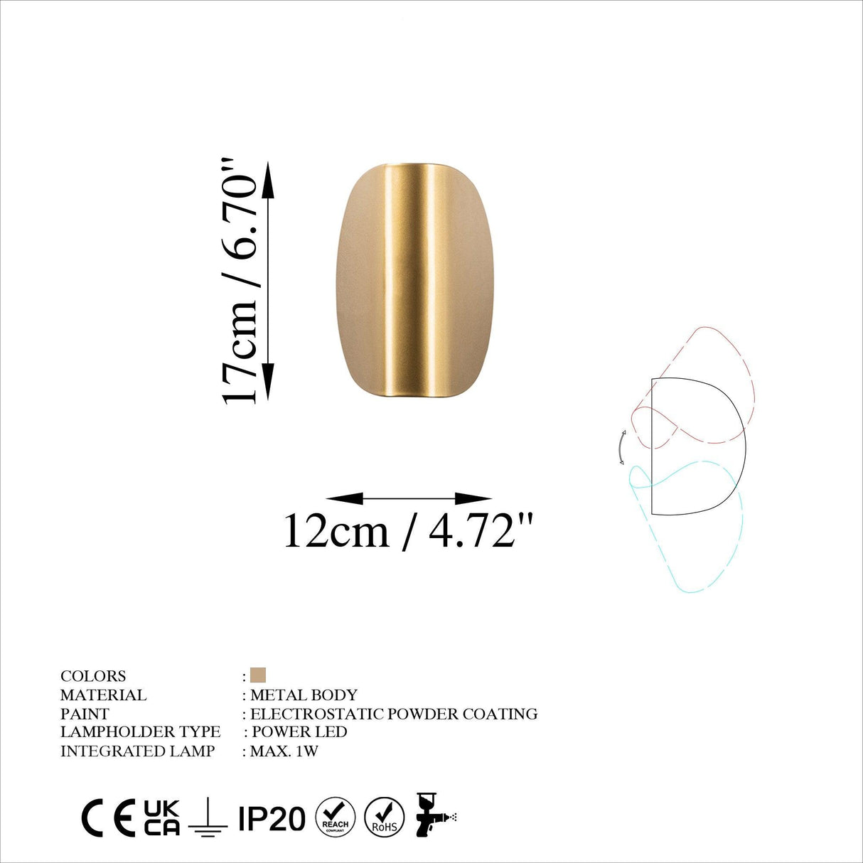 Aplica de perete Heybe 13624, Auriu - Auriu, SKU 119FRS1142