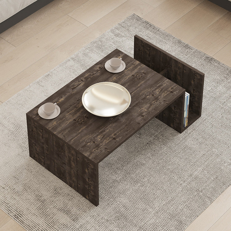 Măsuță de cafea Poko, stil modern, finisaj nuc închis, lemn, 87x50x32 cm