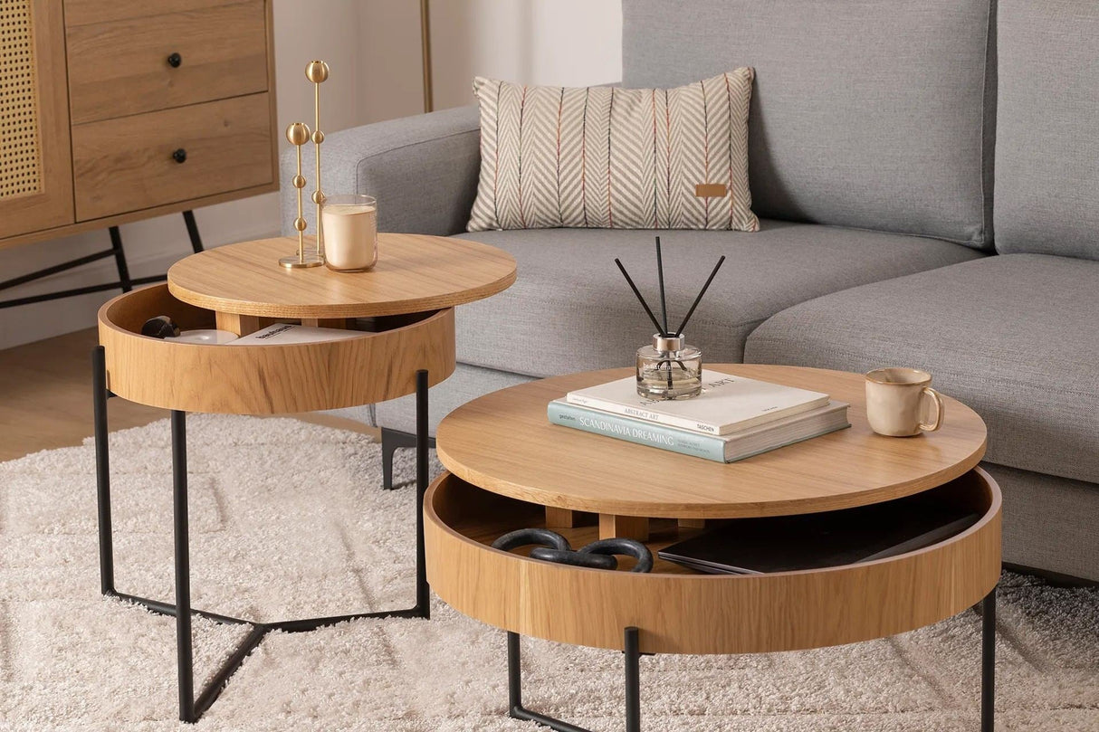 Set 2 măsuțe de cafea Islo, Diverse culori, Diverse dimensiuni - Natur - 70x40x70 cm | SKU: 141HWR1141 | Set 2 măsuțe de cafea Islo, varianta Natur - 70x40x70 cm, produs pentru amenajarea locuinței, disponibil online în România la CasaMob