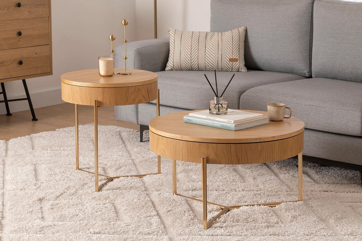 Set 2 măsuțe de cafea Islo, Diverse culori, Diverse dimensiuni - Natur - Auriu - 50x40x70 cm | SKU: 141HWR1142 | Set 2 măsuțe de cafea Islo, varianta Natur - Auriu - 50x40x70 cm, produs pentru amenajarea locuinței, disponibil online în România la CasaMob