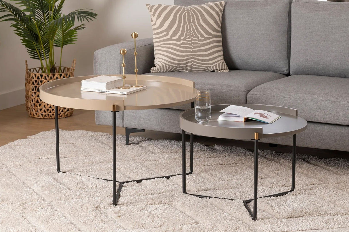 Set 2 măsuțe de cafea Mandy, Diverse culori, 60x80x51 cm - Bej | SKU: 141HWR1144 | Set 2 măsuțe de cafea Mandy, 60x80x51 cm, varianta Bej, produs pentru amenajarea locuinței, disponibil online în România la CasaMob
