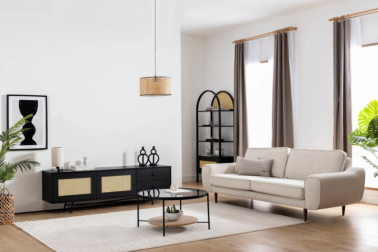 Comodă TV Nala 180, Negru, 180x40x55 cm