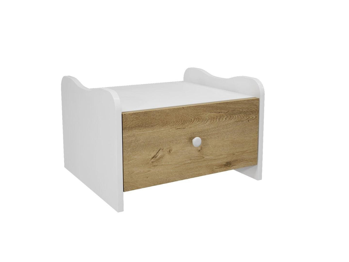 Noptieră Tavsan, Diverse culori, 48x35x38 cm - Stejar - Alb | SKU: 142NPG1221 | Noptieră Tavsan, 48x35x38 cm, varianta Stejar - Alb, produs pentru amenajarea locuinței, disponibil online în România la CasaMob
