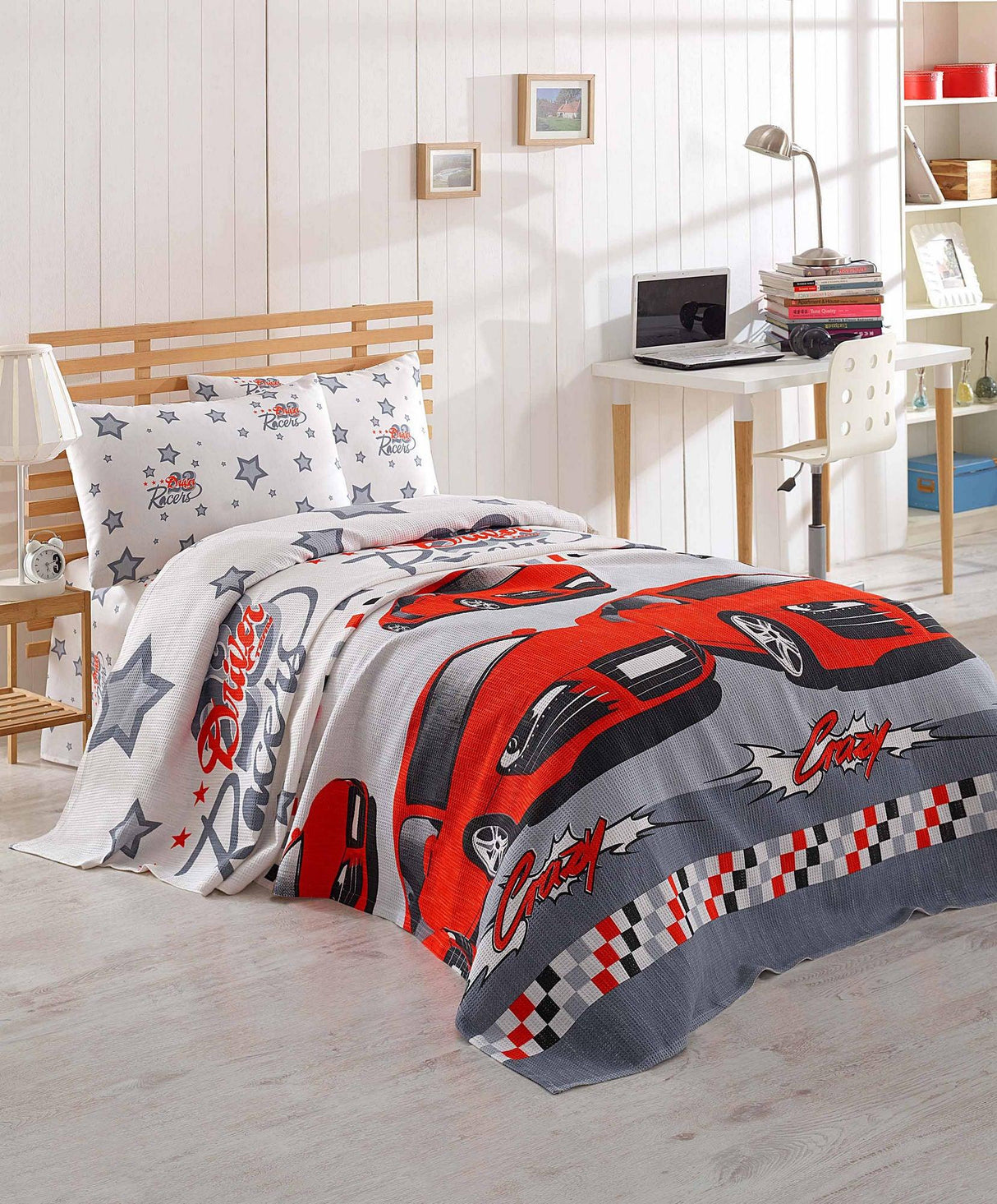 Set Lenjerie de pat double, Roșu, 235x160 cm