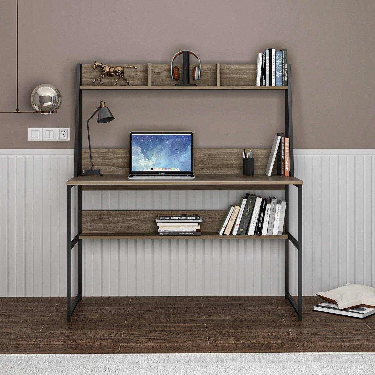 Birou Majestic, Diverse culori, 120x60x140 cm - Maro - Negru | SKU: 145NDC1101 | Birou Majestic, 120x60x140 cm, varianta Maro - Negru, produs pentru amenajarea locuinței, disponibil online în România la CasaMob