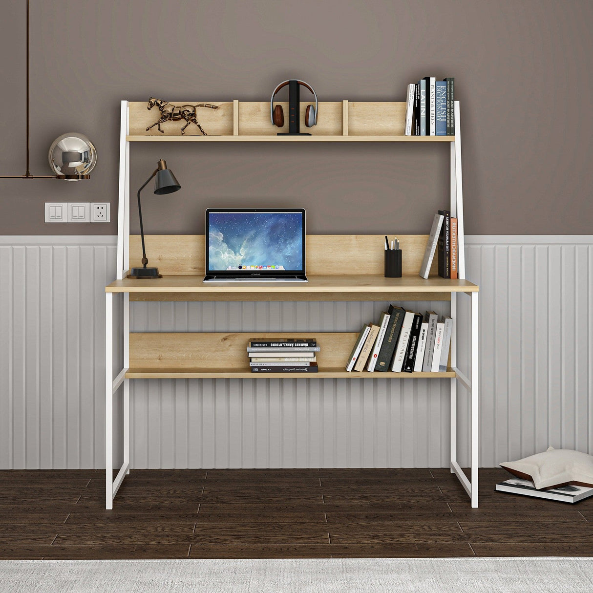 Birou Majestic, Diverse culori, 120x60x140 cm - Stejar - Alb | SKU: 145NDC1103 | Birou Majestic, 120x60x140 cm, varianta Stejar - Alb, produs pentru amenajarea locuinței, disponibil online în România la CasaMob